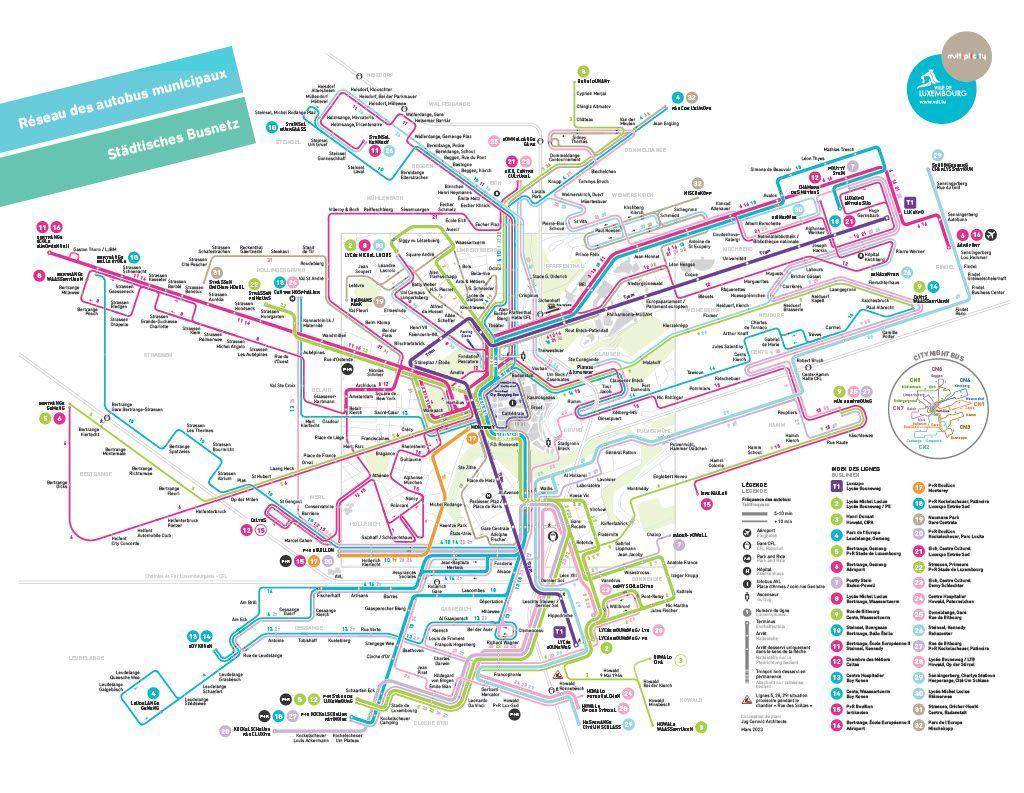 Der allgemeine Streckenplan aller Linien in Luxemburg. Foto von vdl.lu.